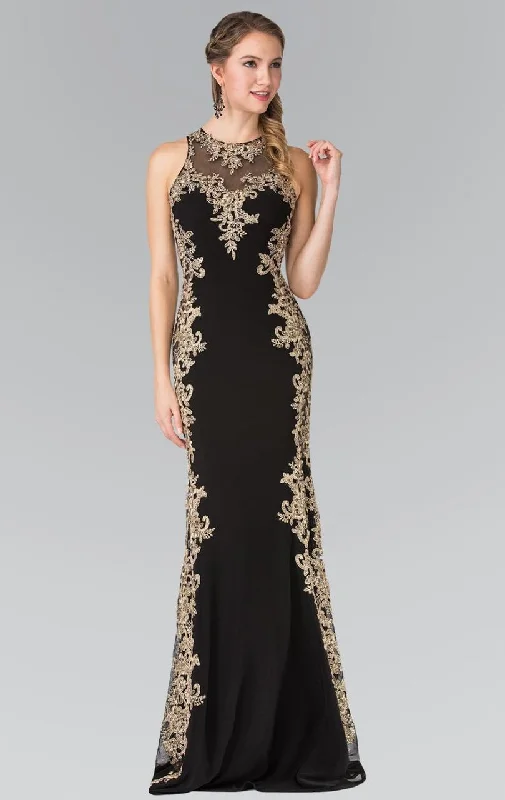 Price Fest Elizabeth K - GL2320 Laced Illusion High Neck Rome Jersey Dress