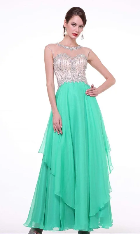 Grand Opening Sale Cinderella Divine - 8791 Embellished Tiered A-Line Gown