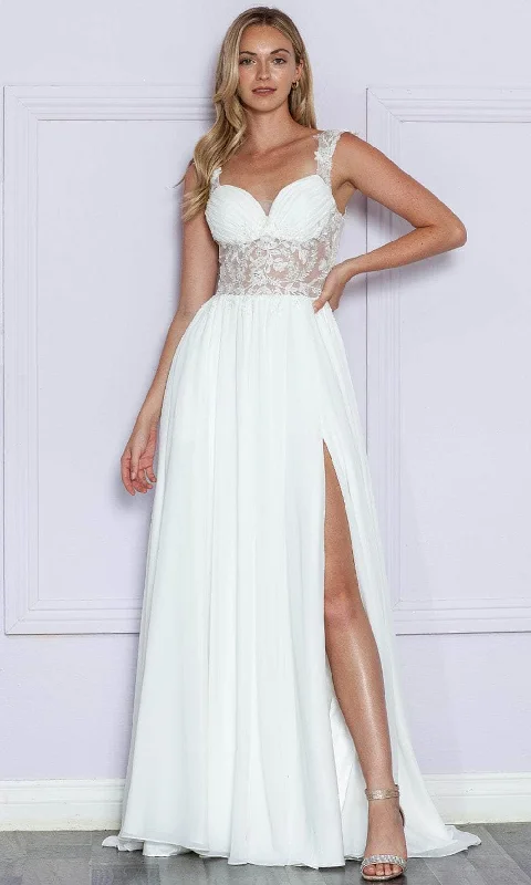 Super Sale Poly USA 9376 - Illusion Embroidered Sweetheart Prom Dress
