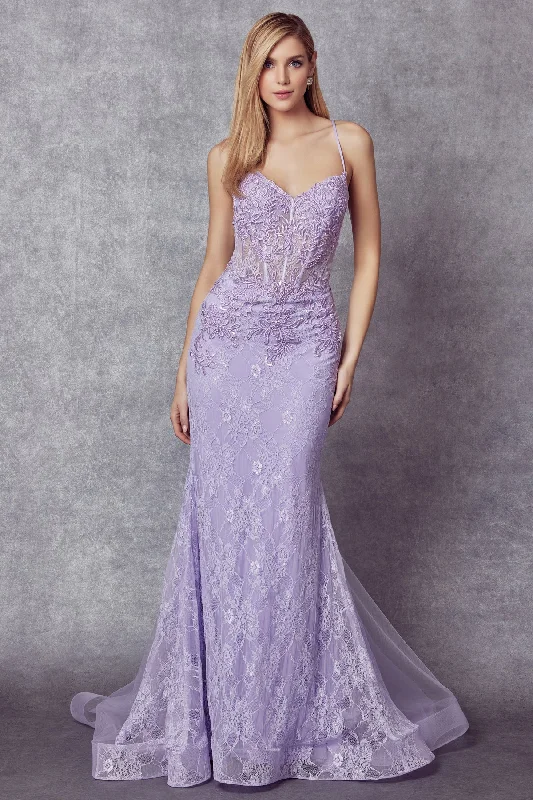 Act Now Illusion Lace Corset Mermaid Dress by Juliet 250