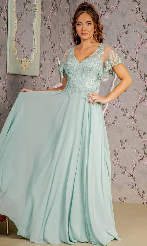 Fantastic Deals GLS by Gloria GL3352 - V-Neck Floral Formal Dress
