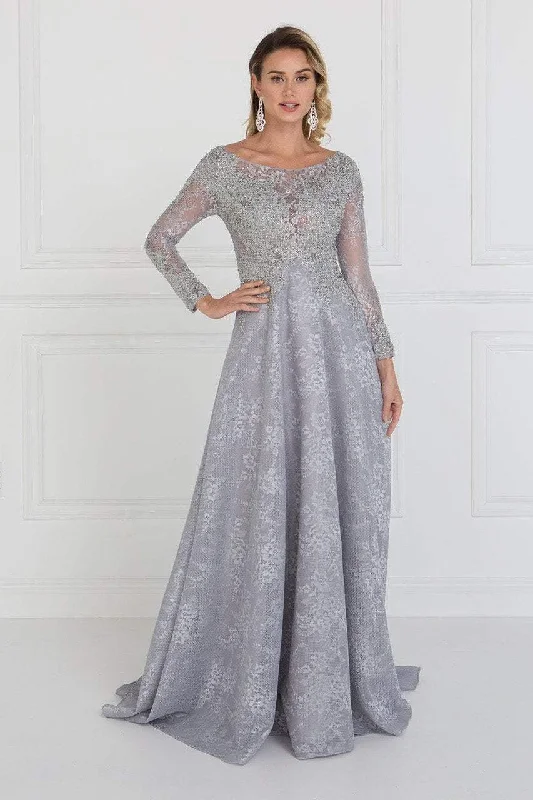 Special Savings Elizabeth K - GL1537 Lace Long Sleeve Illusion Bateau A-line Dress