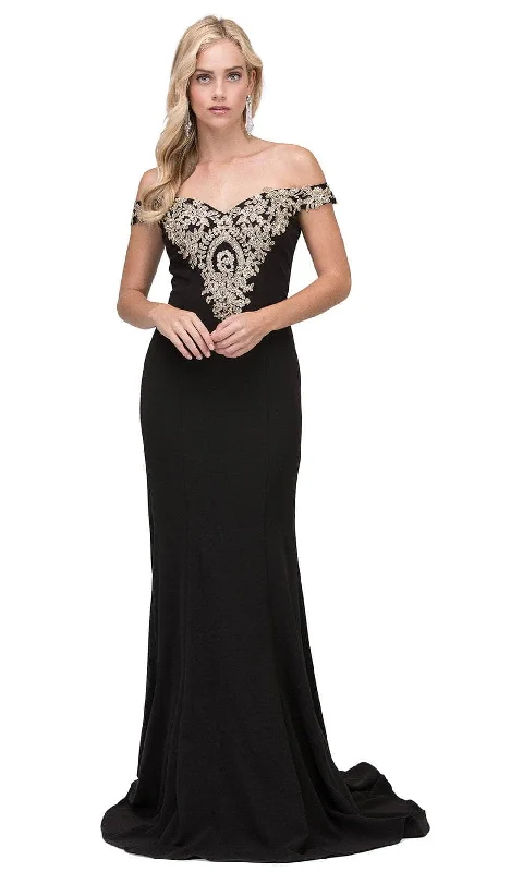 Super Sale Dancing Queen 2414 - Applique Off Shoulder Long Gown