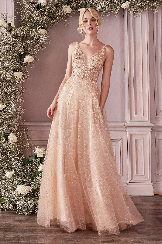 Price Buster Long Embellished Tulle Dress by Cinderella Divine CD0196