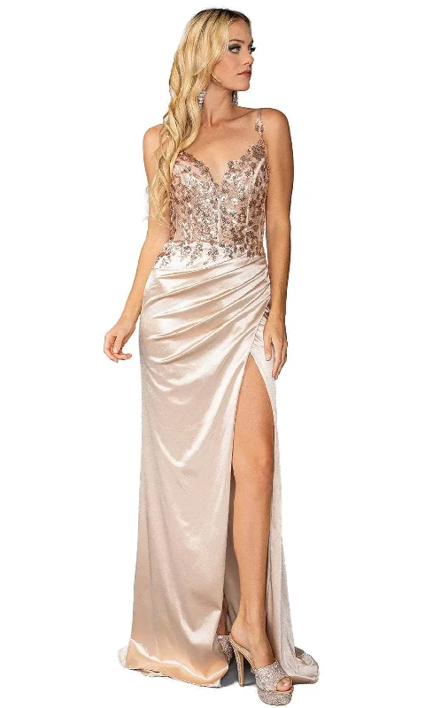 Markdowns Dancing Queen 4443 - Sleeveless Ruched Detail Prom Gown