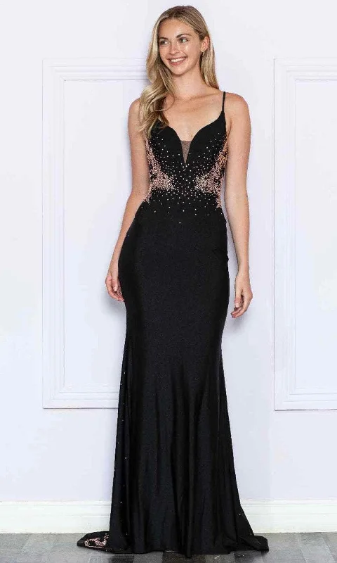 Final Sale Poly USA 9274 - Rhinestone Studded Prom Dress