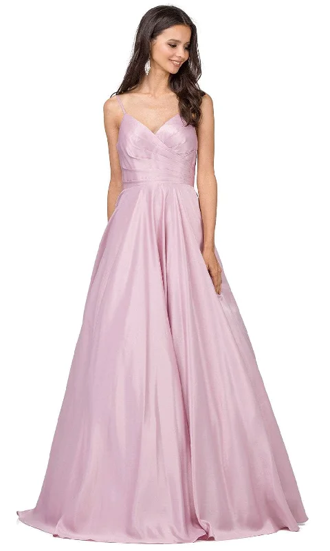 Limited Availability Dancing Queen 2339 - Surplice V-Neck Satin Prom Gown