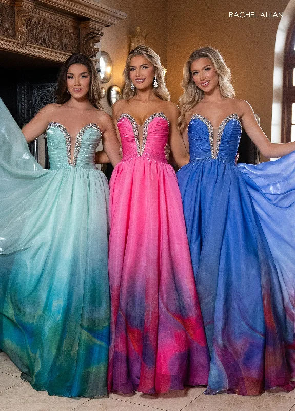 Super Savings Ombre Strapless A-line Slit Gown by Rachel Allan 70727