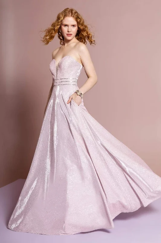 Weekend Flash Sale Elizabeth K - GL2674 Glitter Crepe Deep Sweetheart A-line Dress