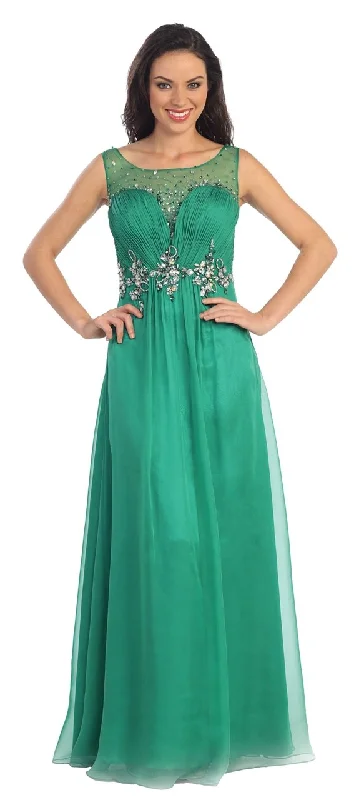 Today’s Deal Elizabeth K - GL1131 Bateau Illusion Bejeweled Chiffon Gown