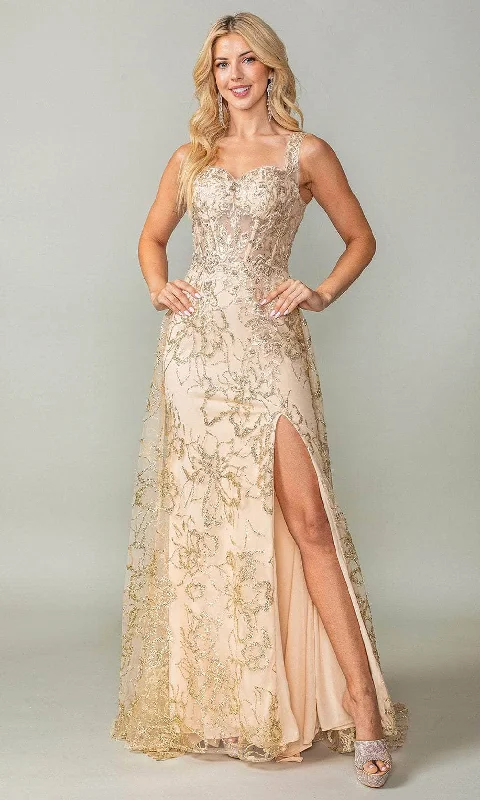 Special Offer Dancing Queen 4379 - Floral Glitter Print Prom Dress