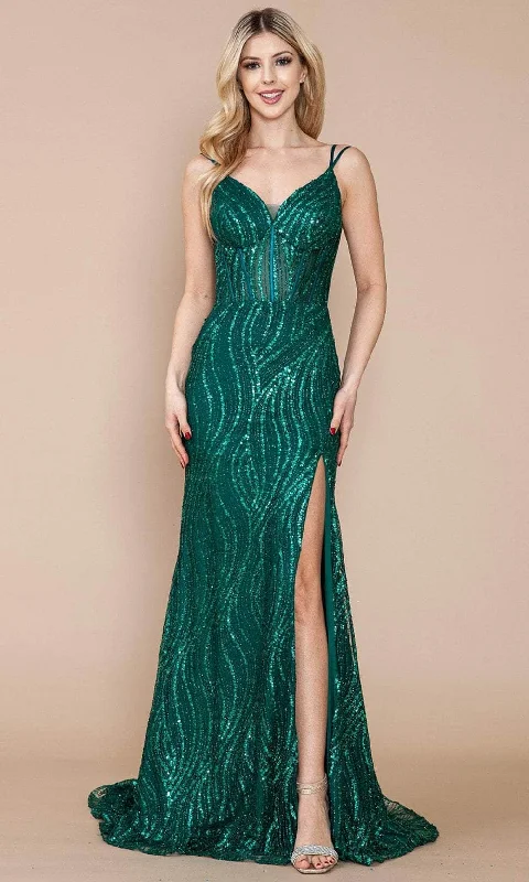 Act Fast Poly USA 9400 - V-Neck Illusion Corset Prom Dress