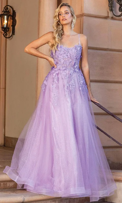 Weekend Special Dancing Queen 4355 - Scoop Butterfly Appliqued Prom Gown