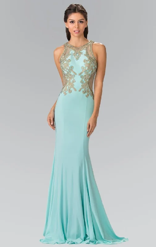 Crazy Savings Elizabeth K - GL2321 Halter Long Gown with Side Cut Outs
