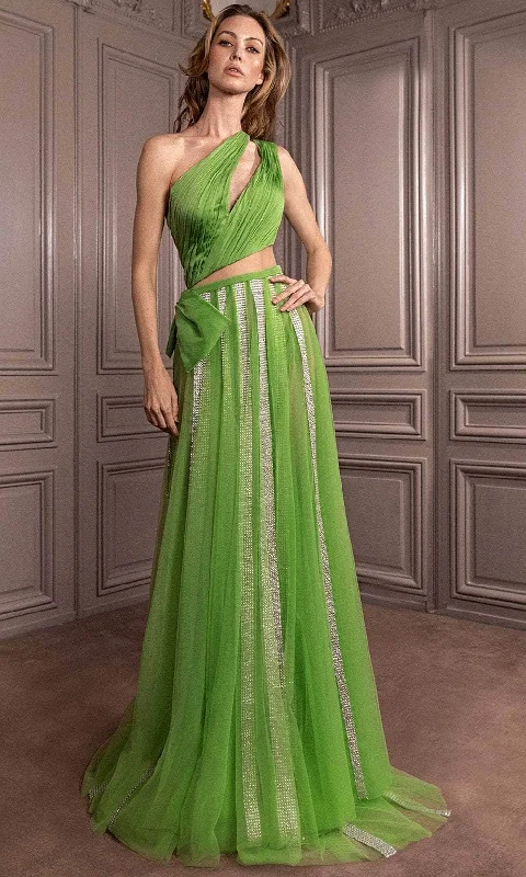 Markdowns Gatti Nolli Couture GA-6772 - Shirred Cutout Evening Dress