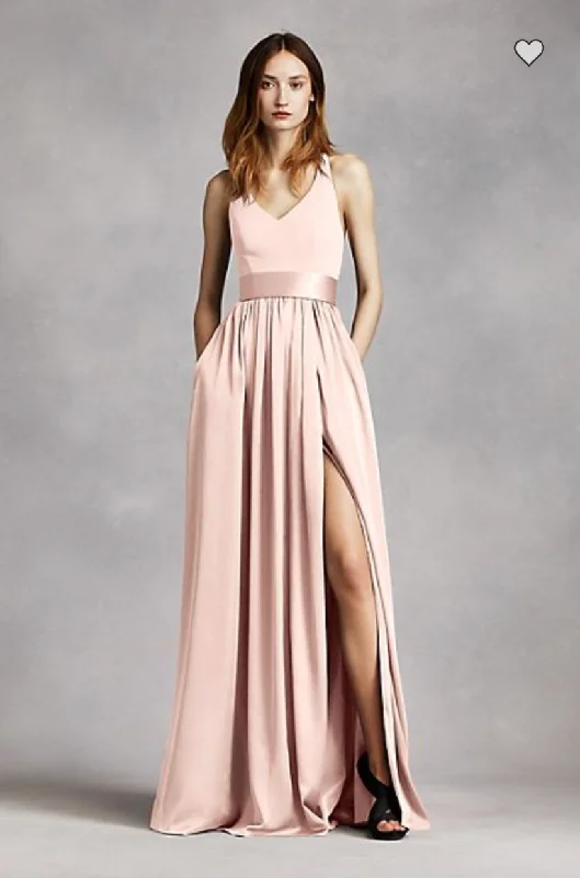 Now or Never Vera Wang V Neck Halter Gown with Sash