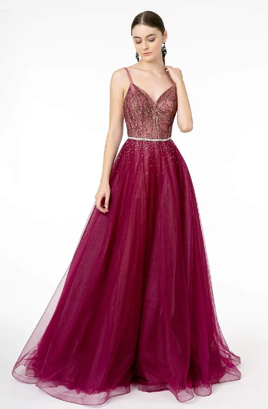 Midnight Sale Elizabeth K - GL2991 Embellished Deep V-Neck A-Line Dress