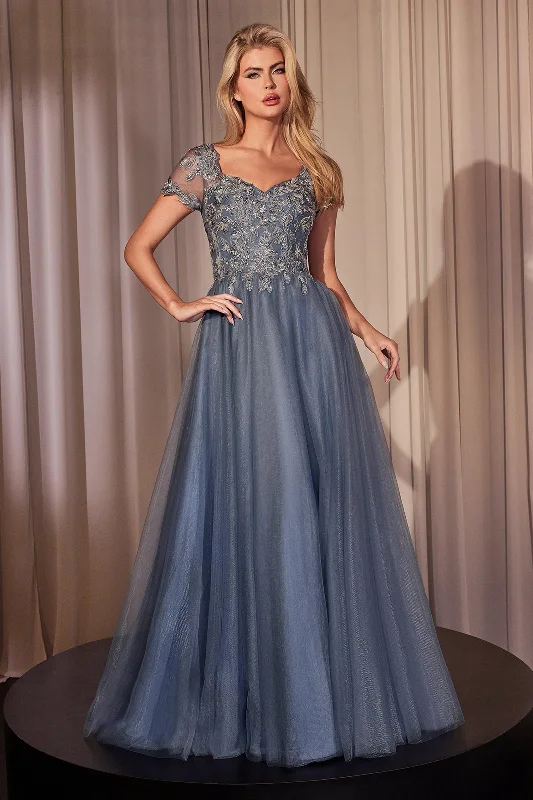 Flash Sale Applique Short Sleeve Tulle Gown by Ladivine CM360