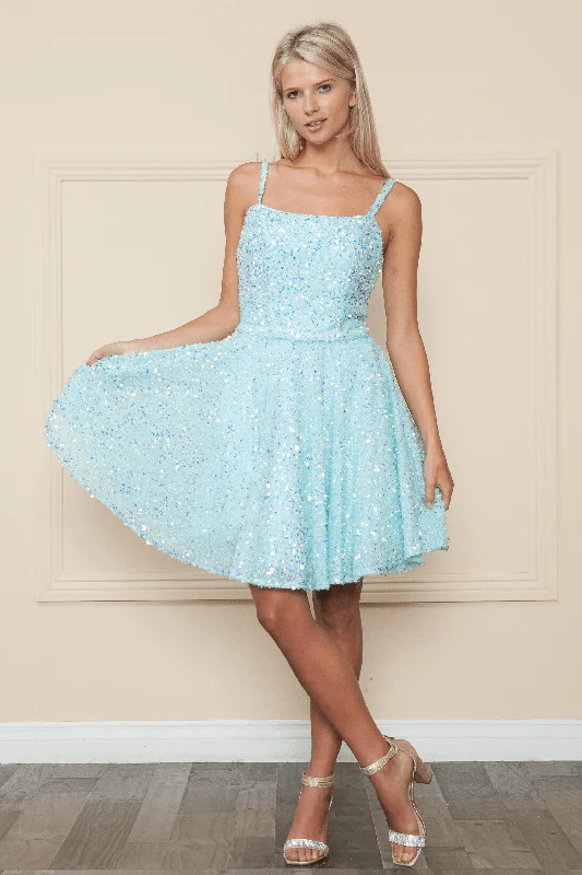 Year-End Sale Short Sequin Velvet A-line Dress by Poly USA 8930