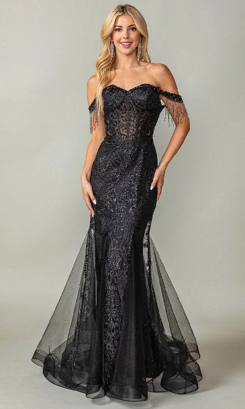 Savings Event Dancing Queen 4365 - Glitter Print Trumpet Prom Dress