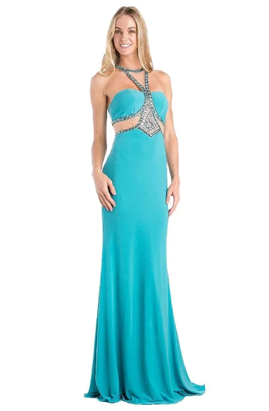 Today’s Special Cinderella Divine - CP812 Jeweled Sheer Midriff Sheath Gown