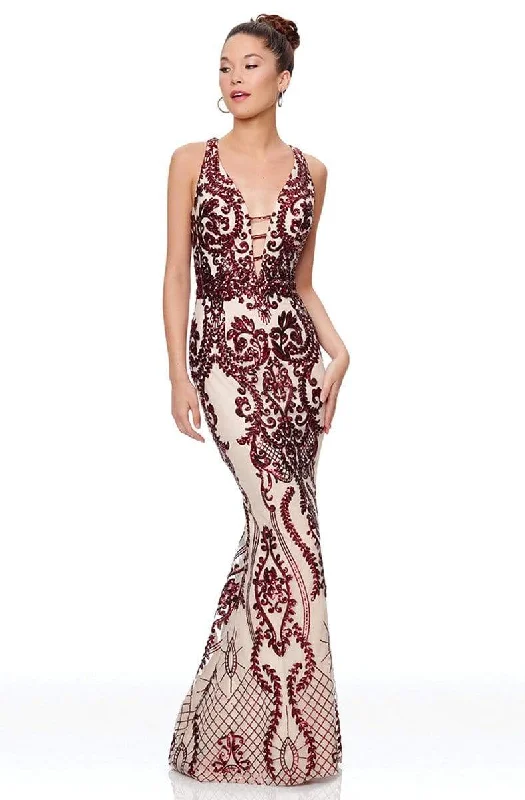 Shop and Save Clarisse - 3797 Sequined Deep V-neck Mermaid Dress