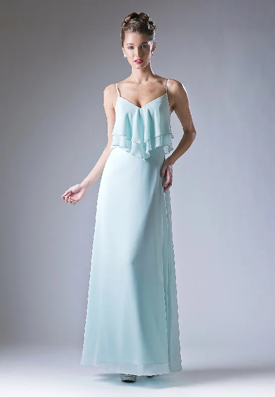 Price Drop Long Chiffon Flounce Dress by Cinderella Divine CH537
