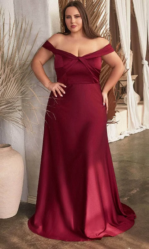 Price Fest Cinderella Divine CD325C - Off-Shoulder Satin Evening Dress