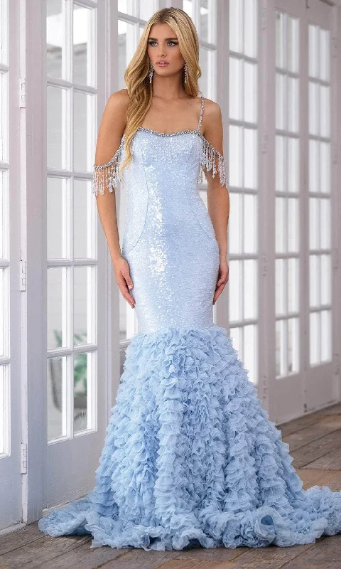 Blowout Sale Ava Presley 28598 - Sequin Cold Shoulder Prom Dress
