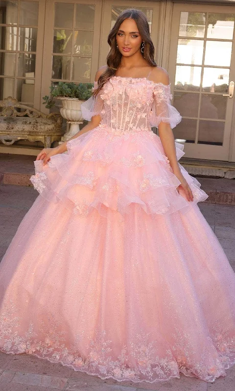 Price Meltdown Nox Anabel H1360 - Illusion Puff Sleeve A-Line Evening Dress