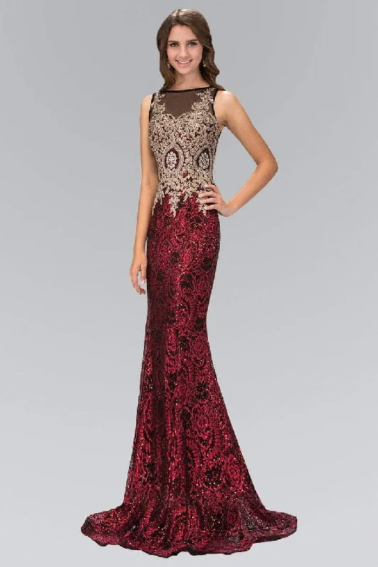 Savings Event Elizabeth K - GL1319 Embellished Illusion Bateau Neck Gown