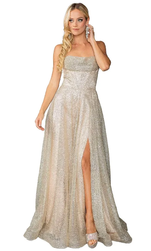 Super Bargain Dancing Queen 4428 - Metallic A-Line Prom Dress