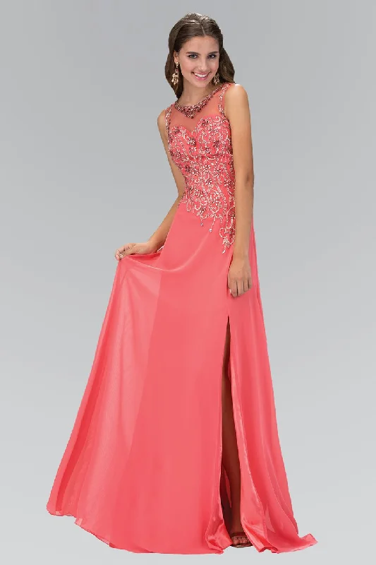 Flash Sale Elizabeth K - GL2118 Embellished Illusion High Neck A-Line Gown