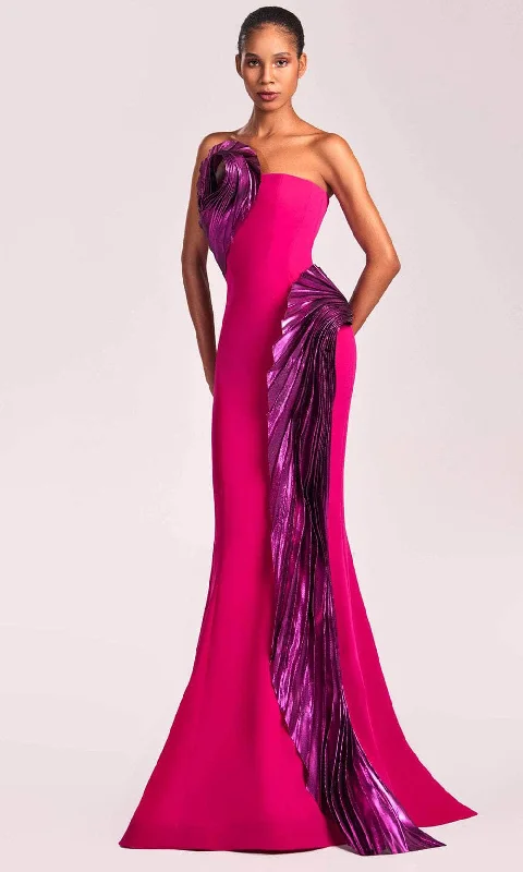 Blowout Deals MNM Couture G1838 - Mermaid Skirt Metallic Accent Evening Gown