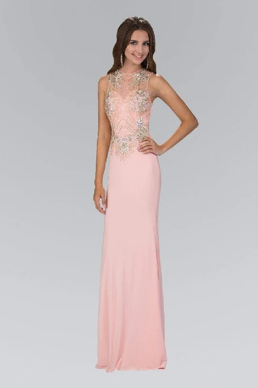 Fantastic Offers Elizabeth K - GL1343 Embellished Illusion Neck Jersey Gown