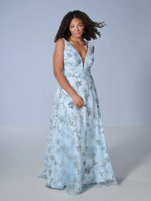 Special Buy Plus Size Floral A-line Gown by Tiffany Designs 16249