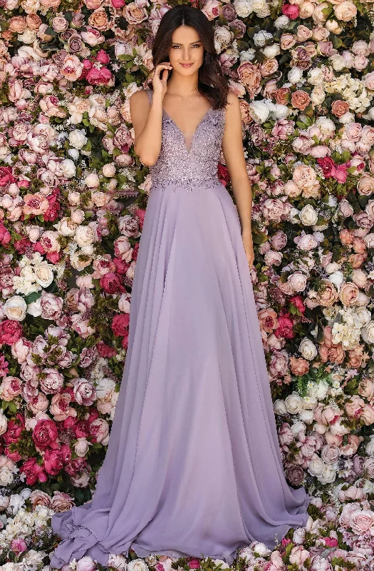 Can't Be Beat Clarisse - 8153 Beaded Floral Embroidered Chiffon Gown
