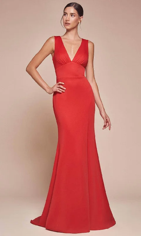 Quick Sale Cinderella Divine CH395 - V-Neck Empire Waist Prom Gown