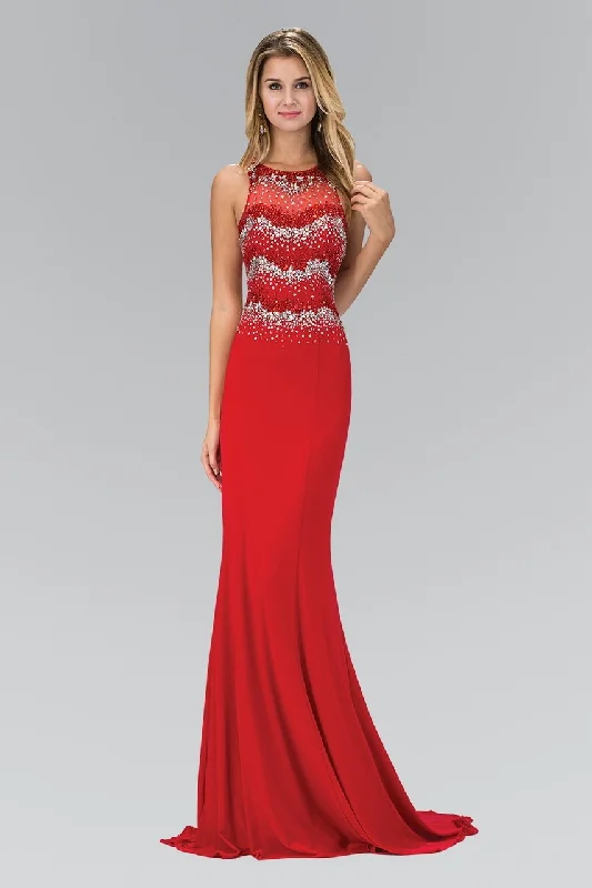 Special Buy Elizabeth K - GL1361 Jewel-Accented Halter Neck Gown
