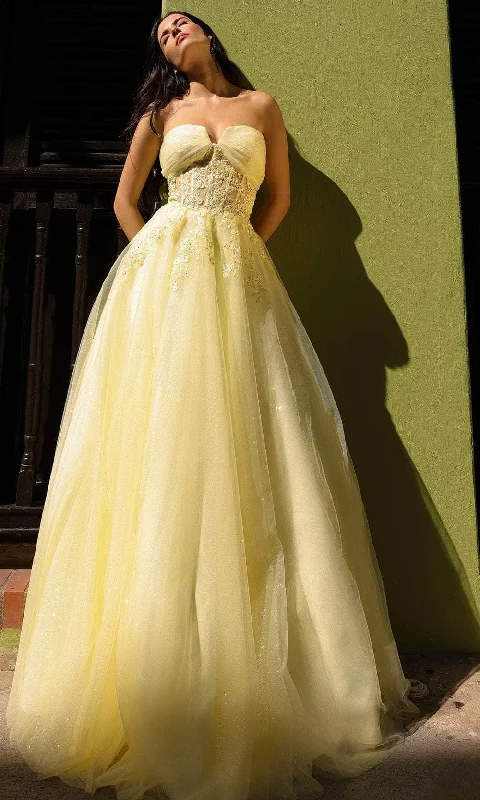 Price Smash Nox Anabel T1326 - Strapless Embellished Corset Prom Dress