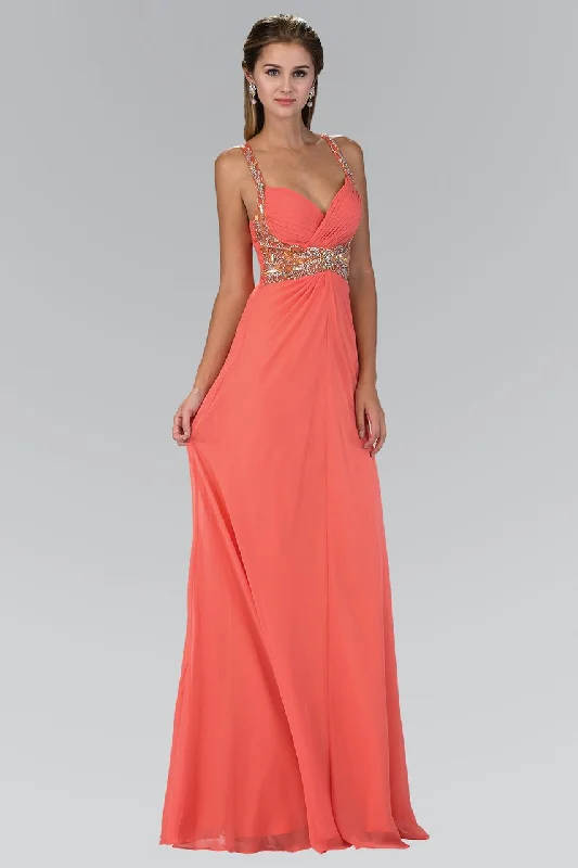 Bargain Prices Elizabeth K - GL1082 Jeweled Ruched Sweetheart Chiffon Dress