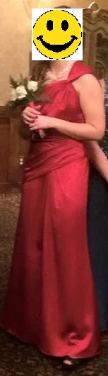 Deal Explosion David's Bridal Apple red long satin dress