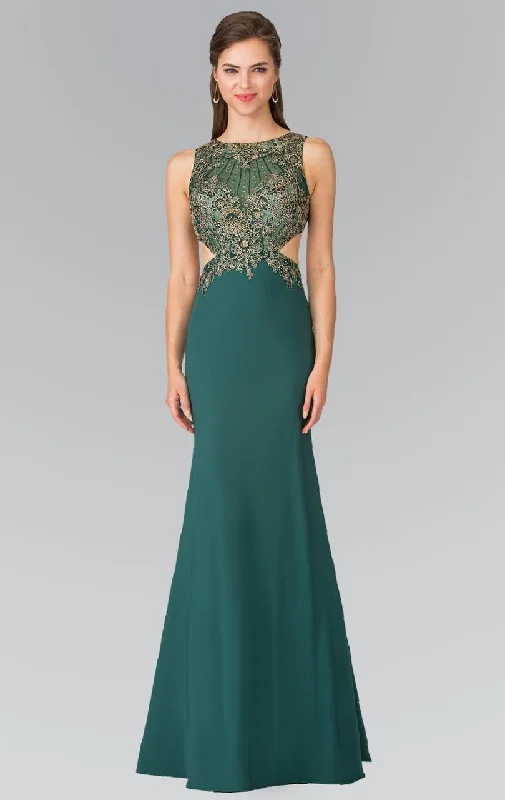 Exclusive Savings Elizabeth K - GL2324 Jewel Long Dress with Side Cut Outs