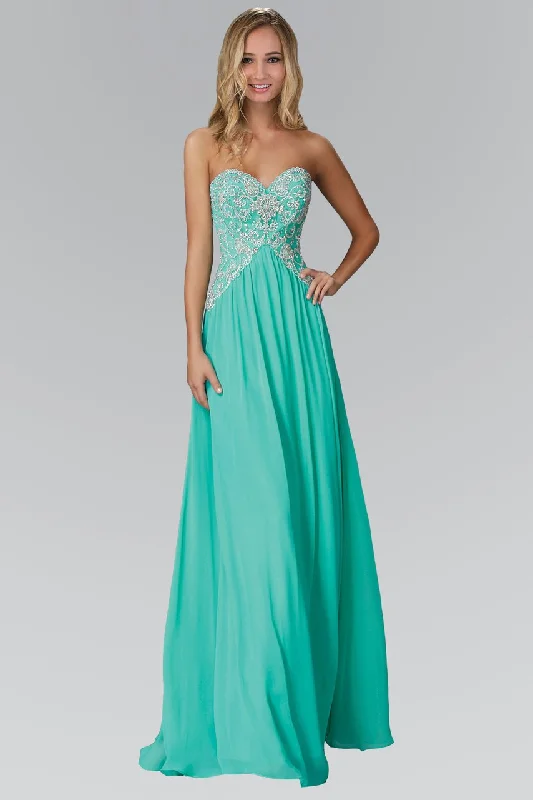 Grand Opening Sale Elizabeth K - GL2036 Strapless Ornate Paisley Chiffon Gown