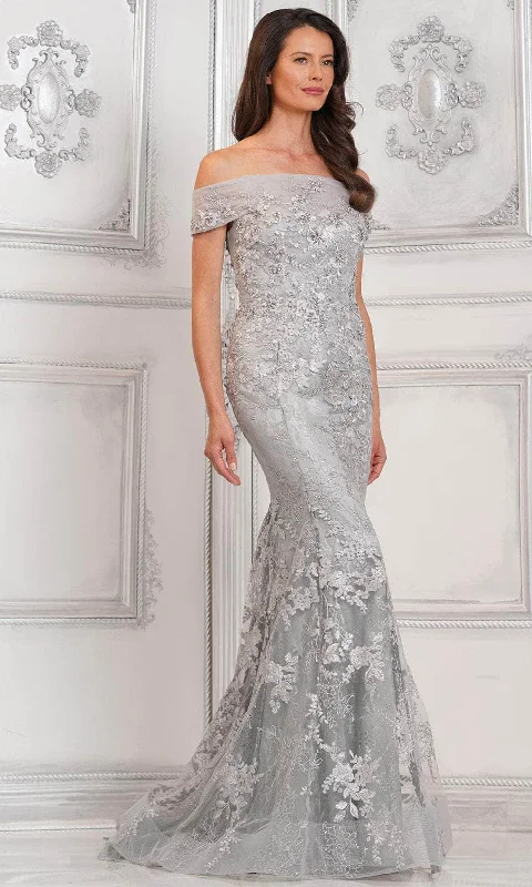 Big Discounts Marsoni by Colors MV1313 - Off-Shoulder Embroidered Long Gown