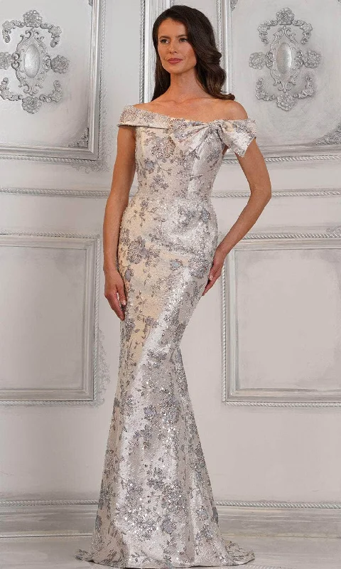 Price Drop Rina di Montella RD3106 - Off-Shoulder Bow Detailed Long Gown