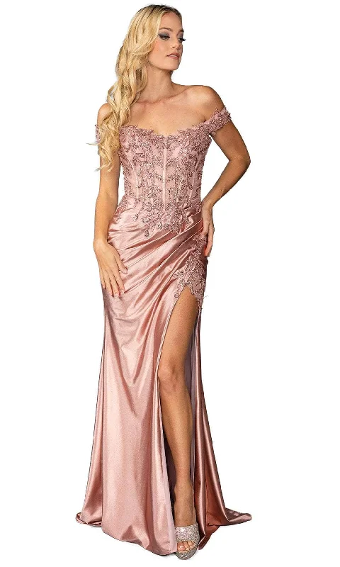 Mega Sale Dancing Queen 4442 - Off Shoulder Foliage Prom Gown