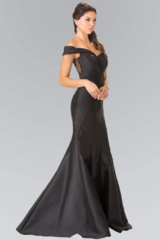Savings Spectacular Elizabeth K - GL2213 Laced Off-Shoulder Mikado Mermaid Dress