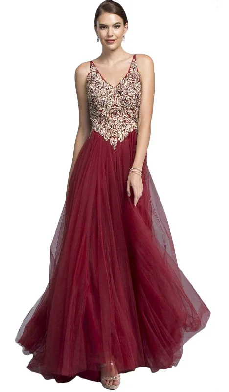 Bonus Savings Aspeed Design - Jeweled V-neckline A-line Prom Dress