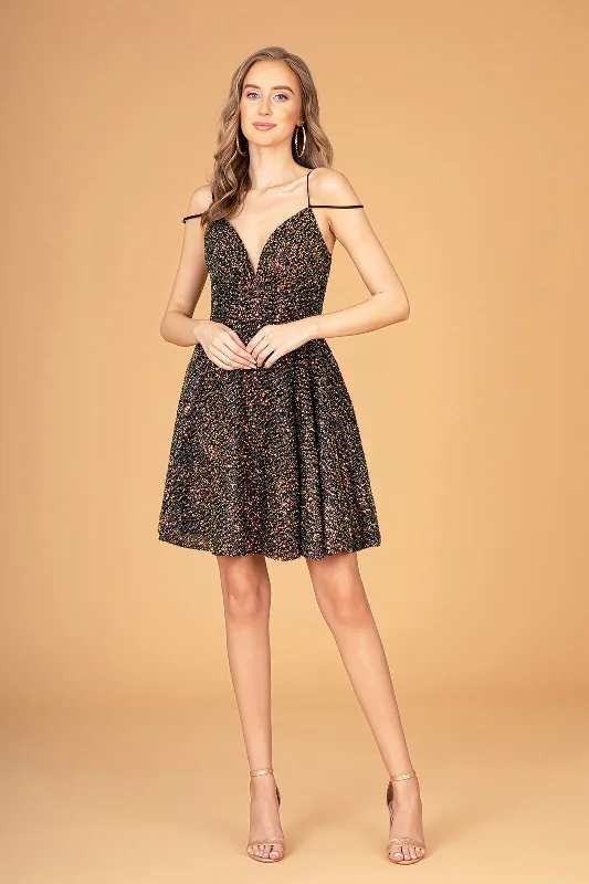 Take Advantage Short Sequin Cold Shoulder Dress by Elizabeth K GS3097